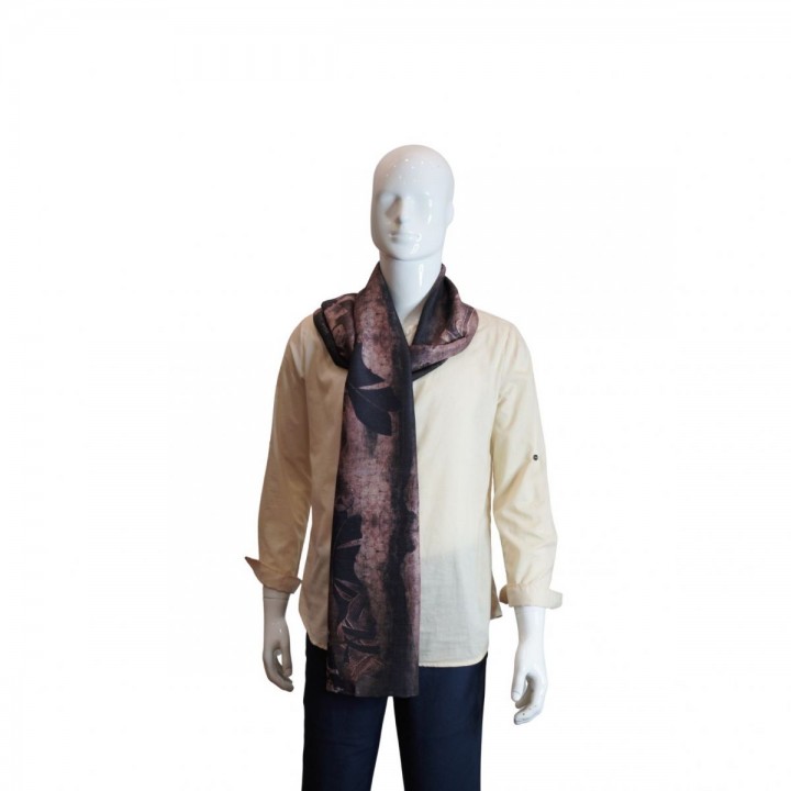 Khăn đũi dài tơ tằm Cánh bướm nâu khói  45*180 cm